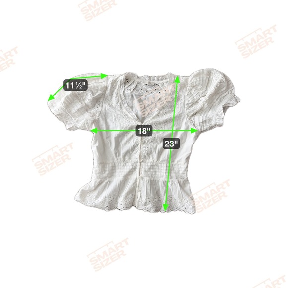 Jennifer Grace Eyelet Peplum Button Top White Puff Sleeve M Regency Coquette - Picture 2 of 9